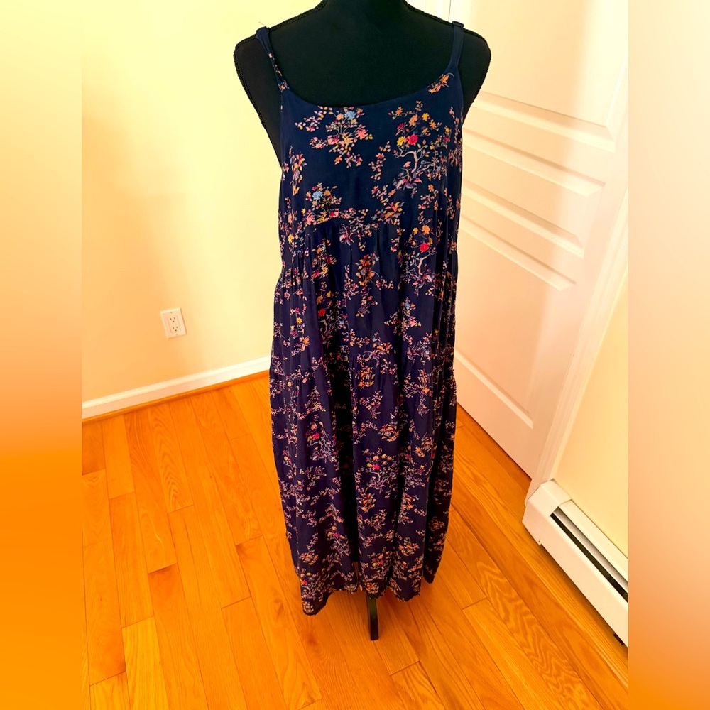 Yesno Blue and Pink Ruched  Maxi Sundress